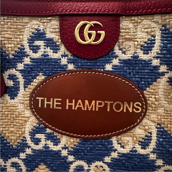 Gucci The Hamptons Ophidia Shopping Tote Straw Effect GG Raffia Women's limited - Picture 8 of 13